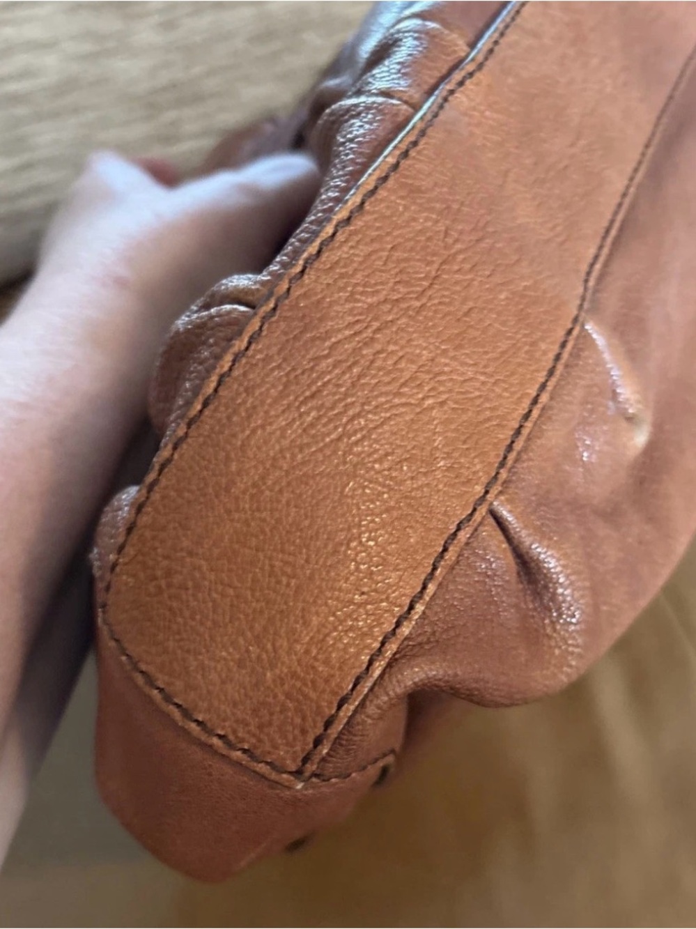Tod's PEGGY Hobo Brown Grained look Leather Satchel with Gold Hardware - Picture 14 of 17